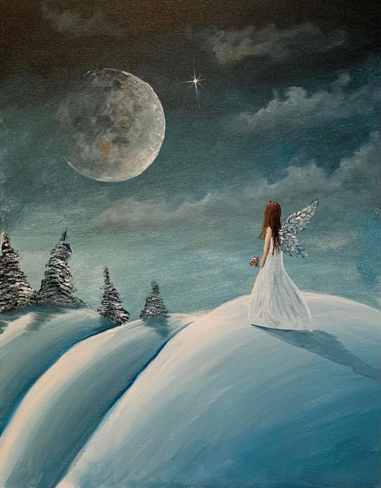 "Snow Angel" In Person Paint Night Event Sunday 2:00 p.m. in Bellevue