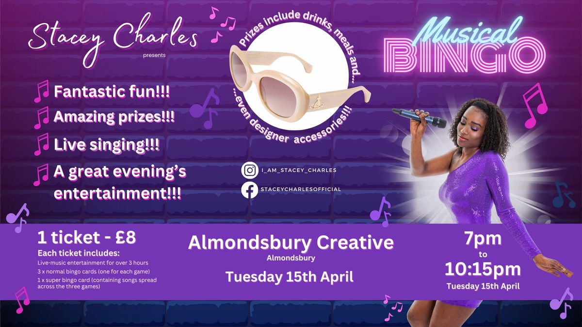 Midweek Musical Bingo live at Almondsbury Creative (Bristol) - Tuesday 15th April 7pm