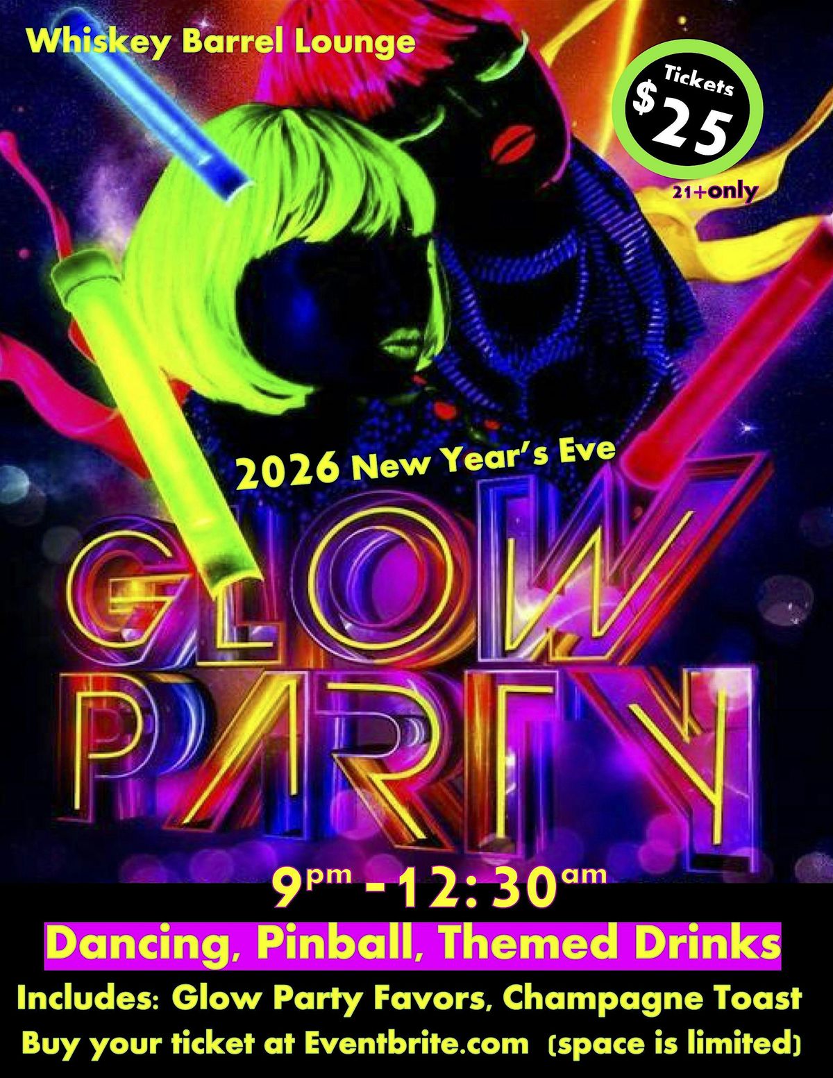 2026 New Year's Eve Glow Party at Whiskey Barrel Lounge