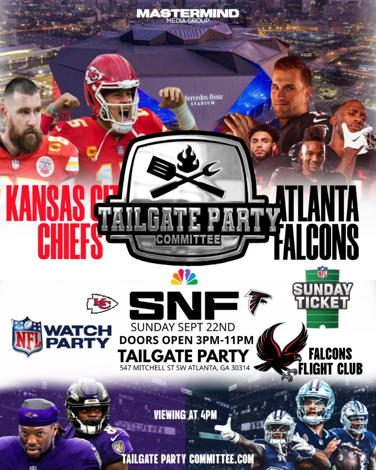 Special Event - Cowboys vs Ravens and Chiefs vs Falcons TAILGATE PARTY