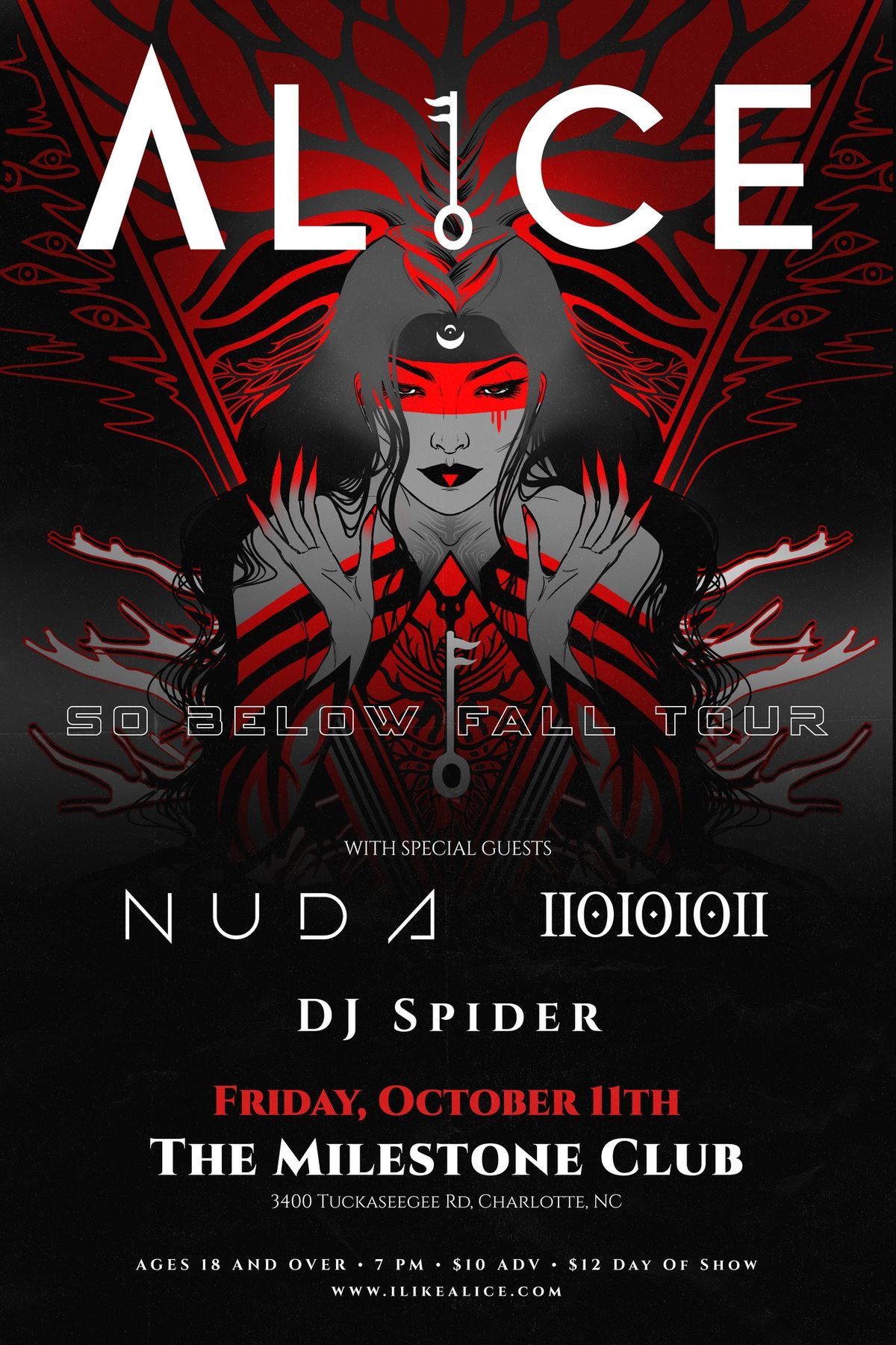 AL1CE w\/ IIOIOIOII, NUDA & DJ SPIDER at The Milestone on Friday October 11th 2024