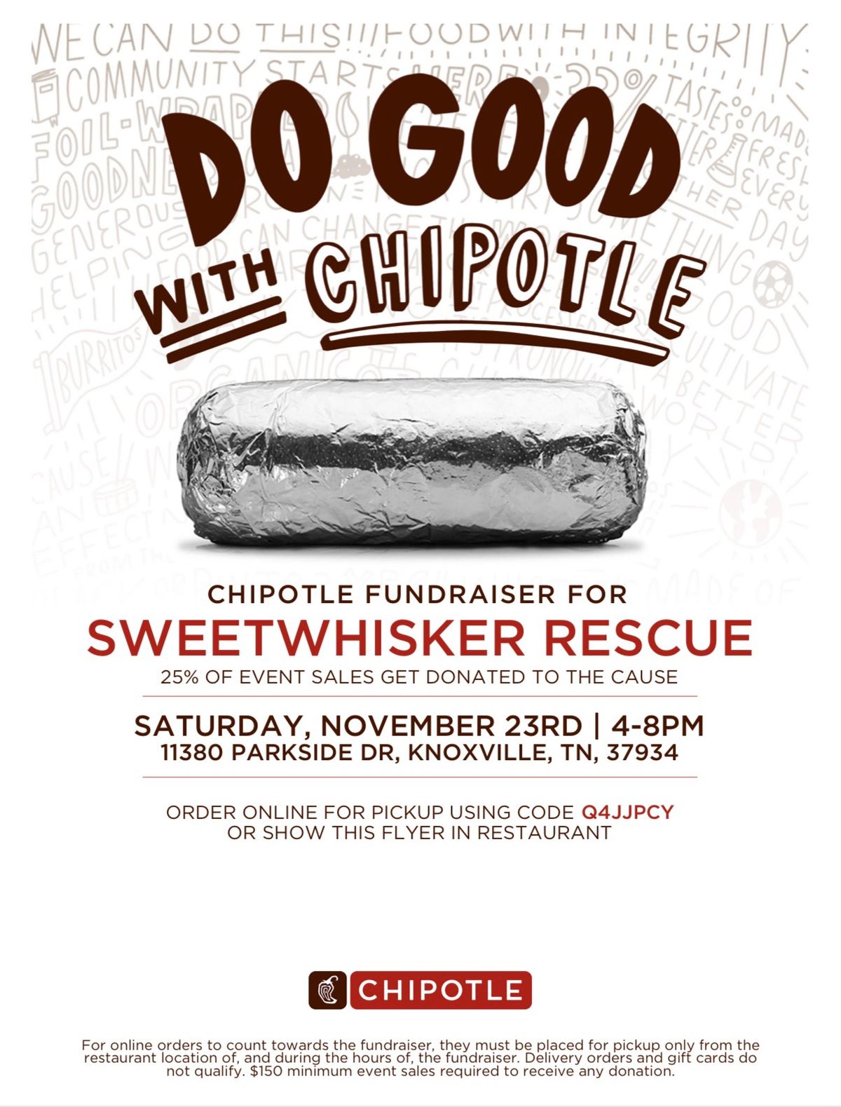 \ud83c\udf2f\ud83c\udf2eSweetwhisker x Chipotle fundraiser\ud83c\udf2e\ud83c\udf2f