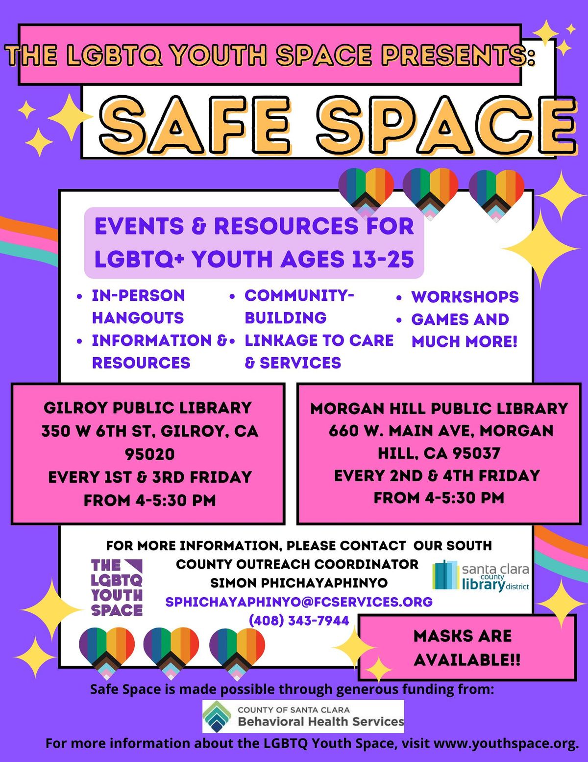 Safe Space Meet-Up for LGBTQ+ Youth (ages 13-25)