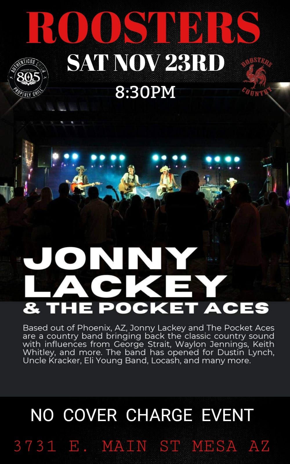 JONNY LACKEY AND THE POCKET ACES @ ROOSTERS COUNTRY 