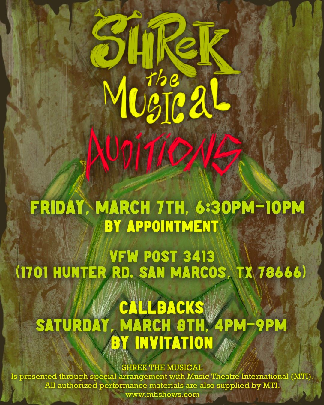 AUDITIONS: Shrek The Musical