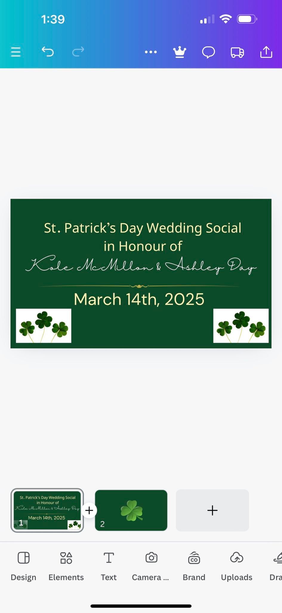 St. Patrick\u2019s Day Wedding Social in Honour of Kole McMillan & Ashley Day