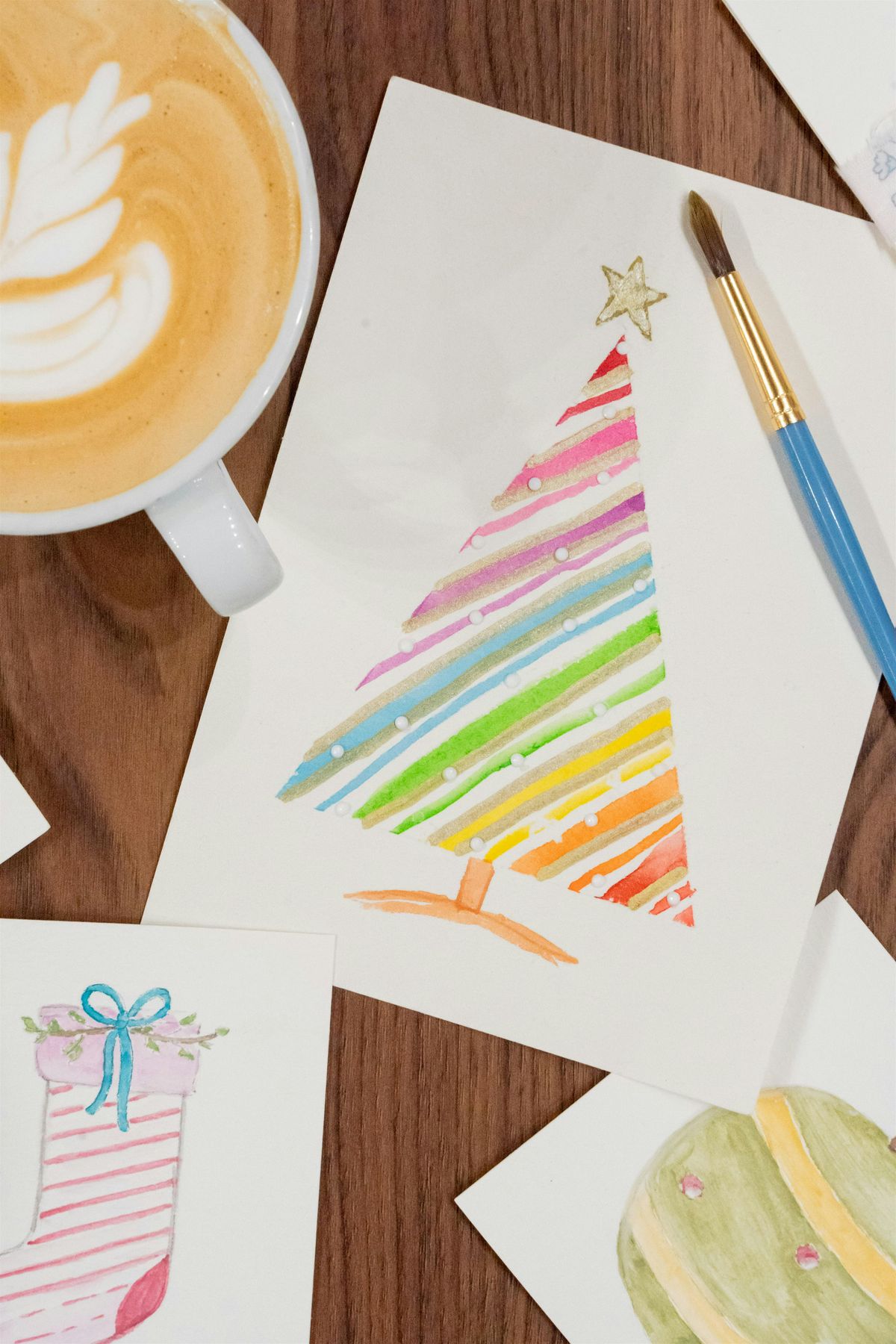 Christmas Watercolor + Coffee