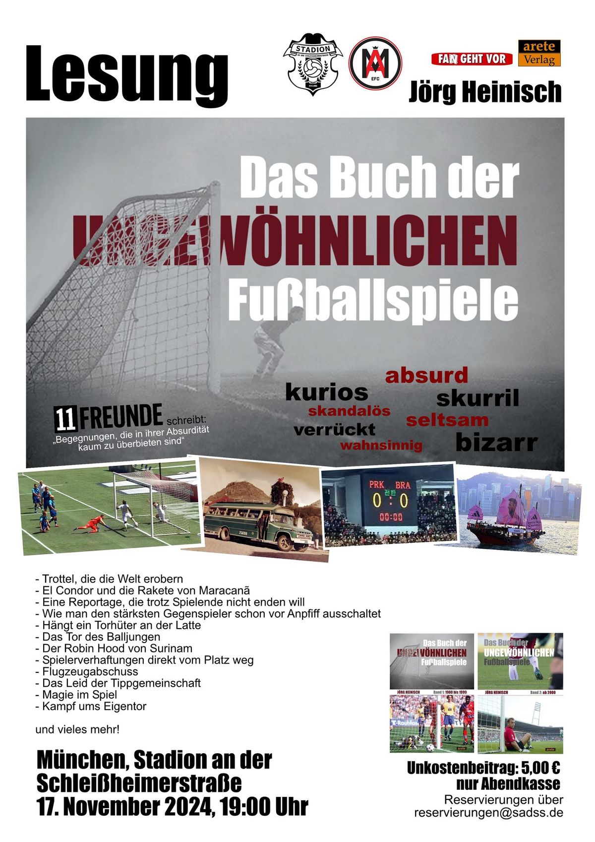 Buchpr\u00e4sentation: "Das Buch der ungew\u00f6hnlichen Fu\u00dfballspiele" von und mit J\u00f6rg Heinisch