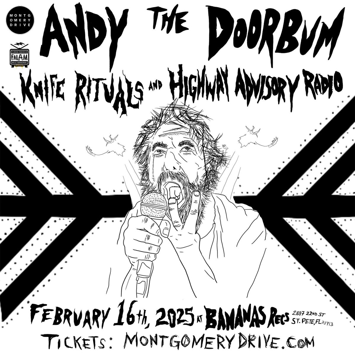 Andy The Doorbum with Knife Rituals and Highway Advisory Radio at Bananas Records - St Pete, FL 