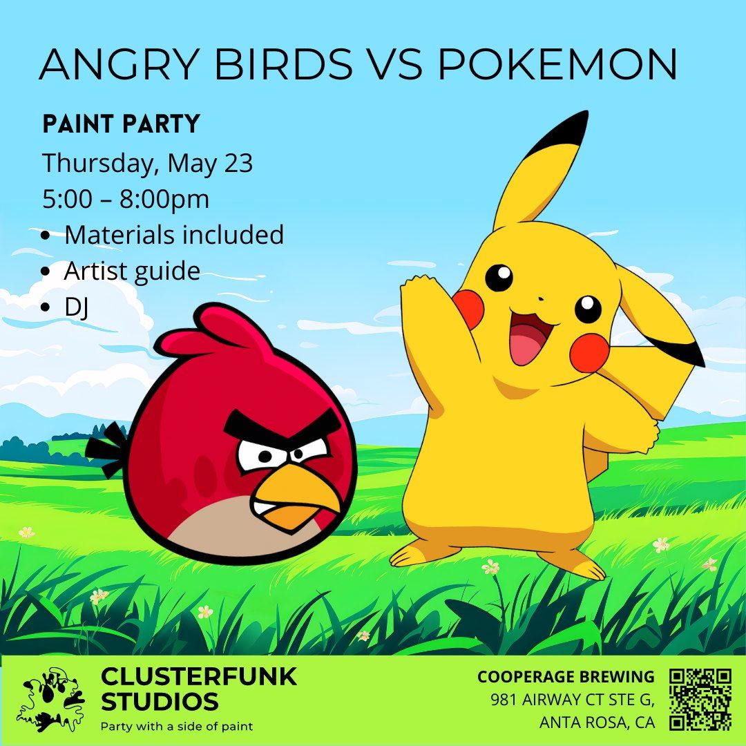 Angry Birds vs Pokemon Paint Party!