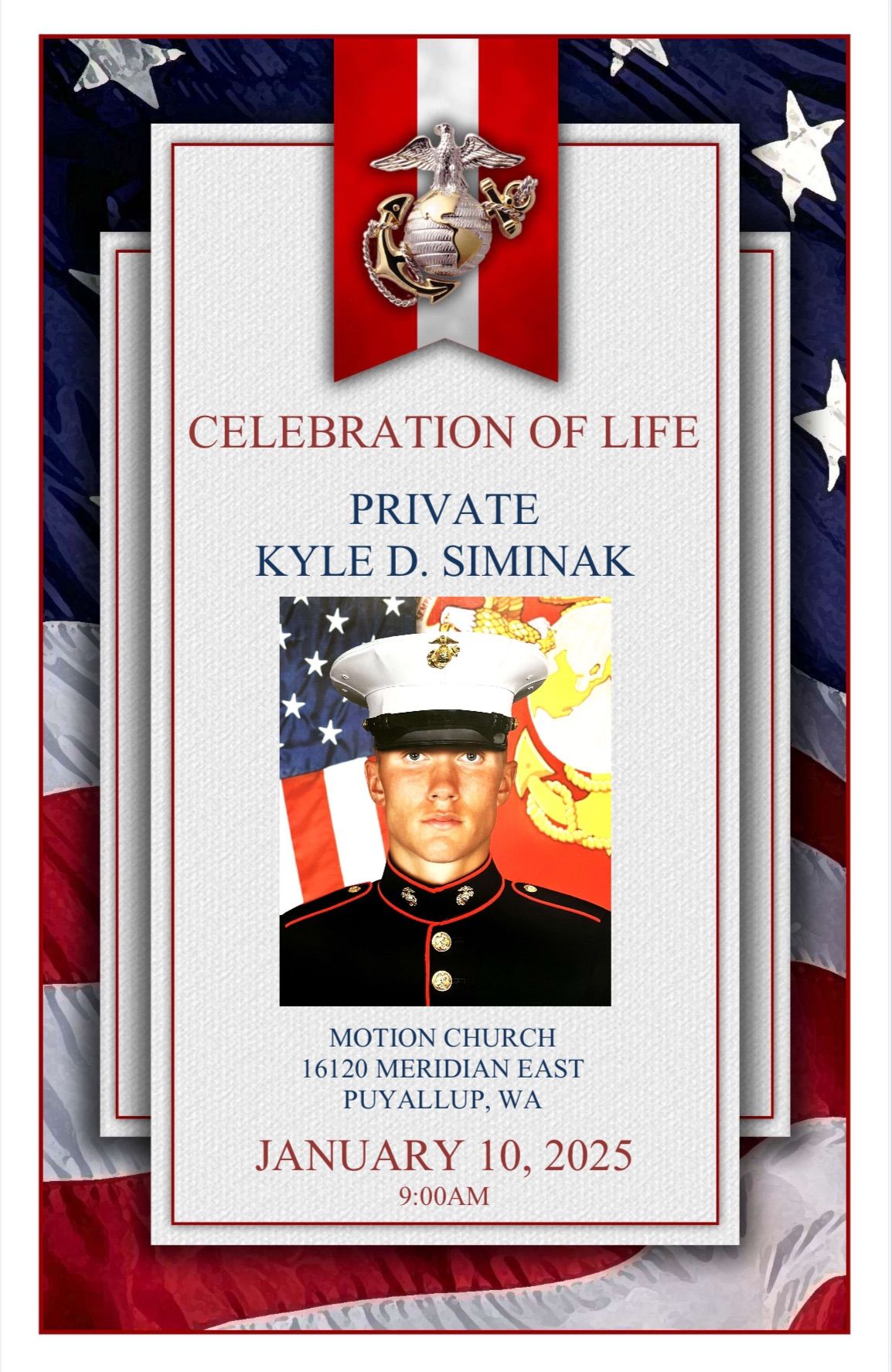 Pvt. Kyle D. Siminak Celebration of Life