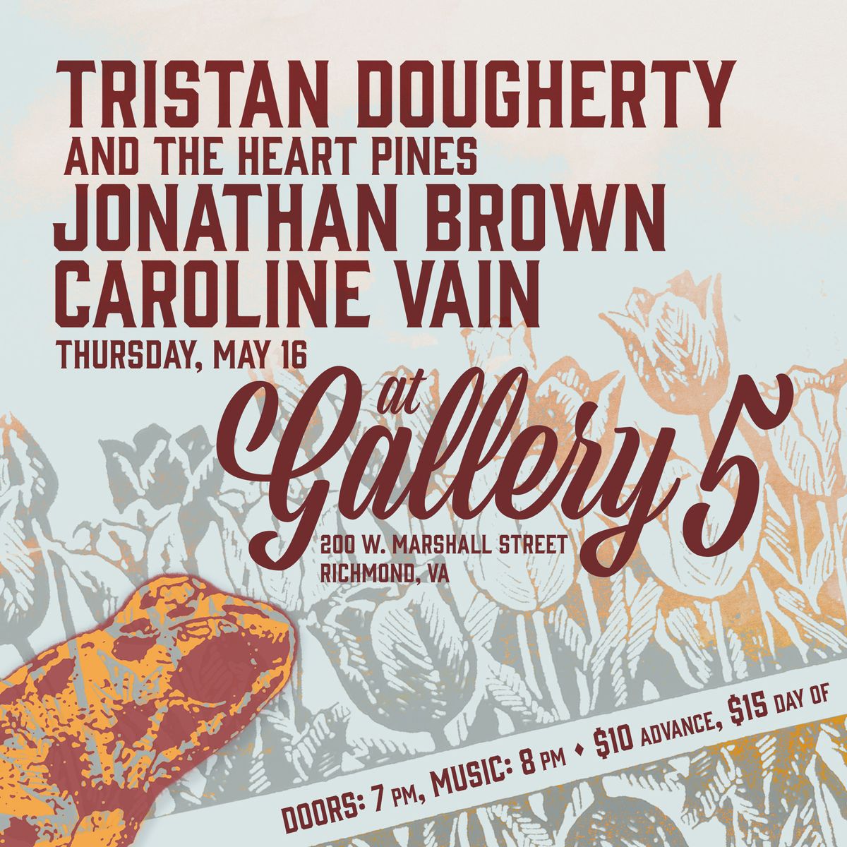 Tristan Dougherty and The Heart Pines, Jonathan Brown, Caroline Vain 