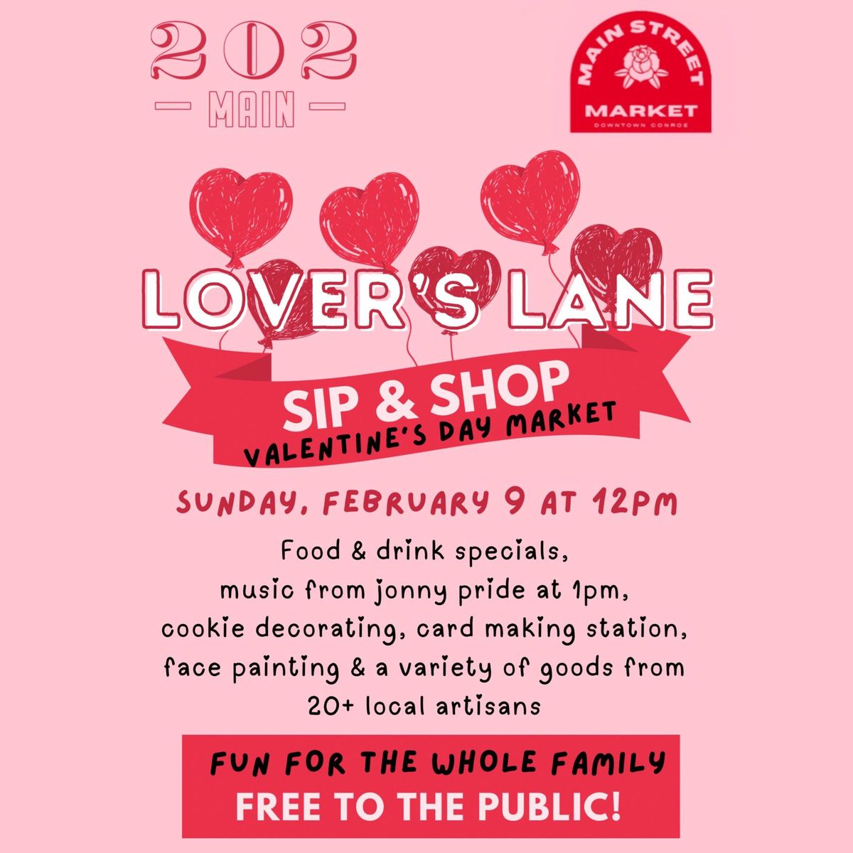 Lover's Lane Sip & Shop: Valentine's Market presented by 202 Main