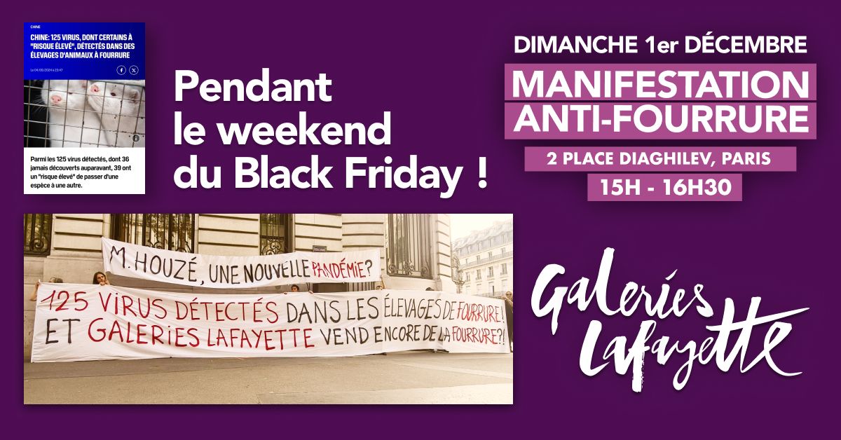 \ud83d\uded1 Manifestation Anti-Fourrure #BlackFriday : Galeries Lafayette bannissez la fourrure animale !