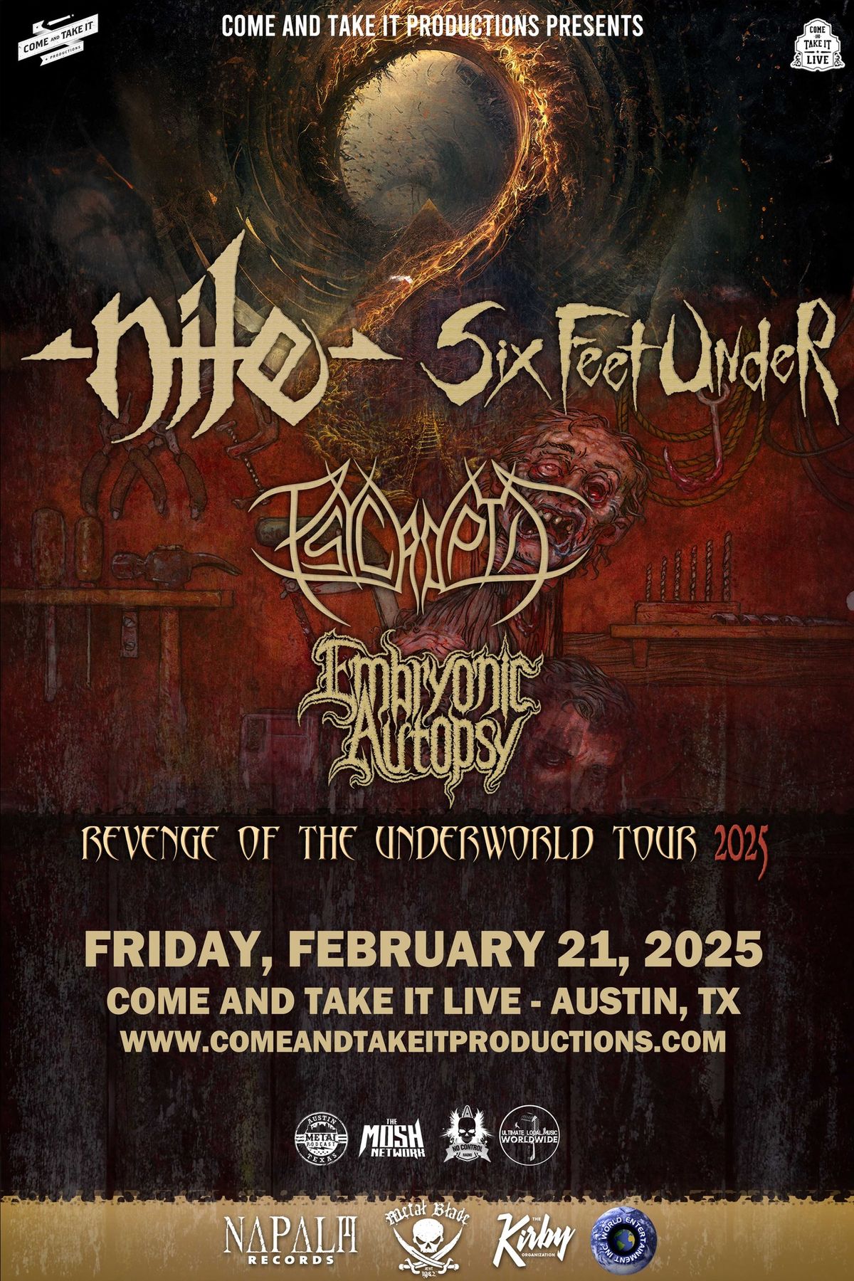 Nile \/ Six Feet Under with Psycroptic and Embryonic Autopsy at Come and Take It Live!