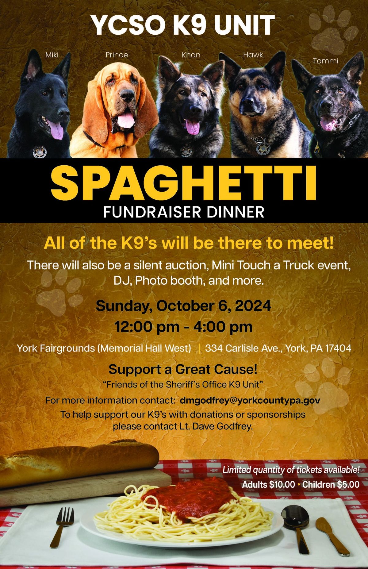 Annual K9 Unit Spaghetti Dinner Fundraiser 