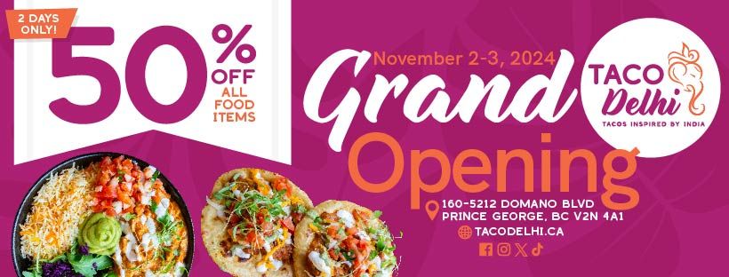 \ud83d\udea8 Official Grand Opening! \ud83d\udea8  50% off all food! 