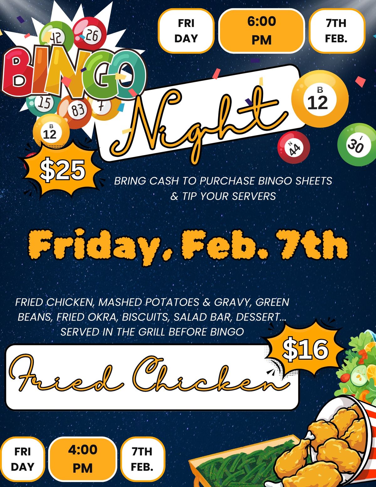 Fried Chicken Dinner & Bingo Night! \ufffd\ufffd