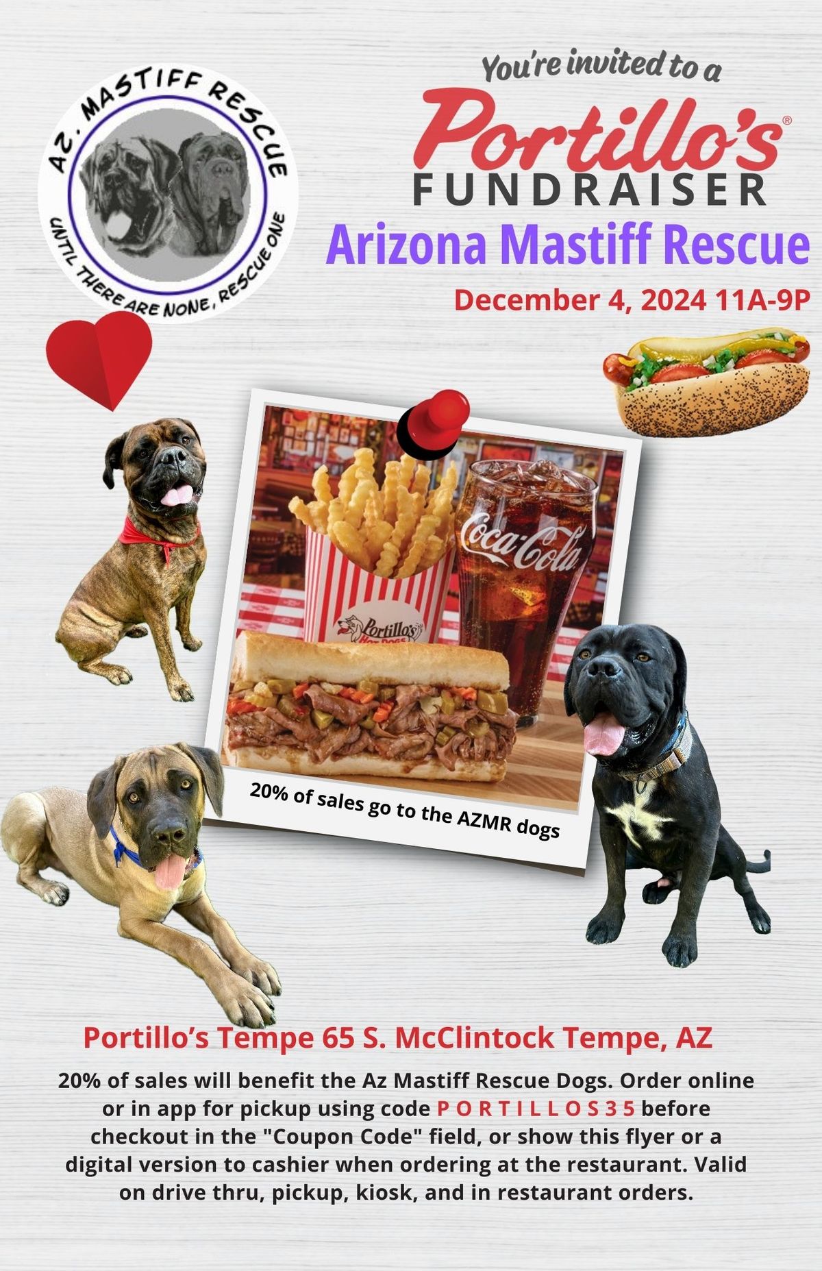 Portillo's Tempe Fundraiser for the AZ Mastiff Rescue Dogs 