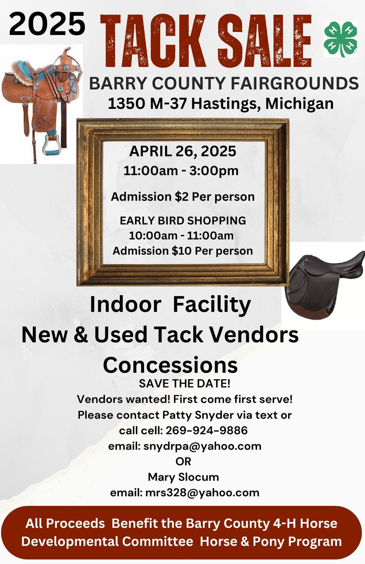 Tack Sale 2025 Barry County Horse Developmental Committee