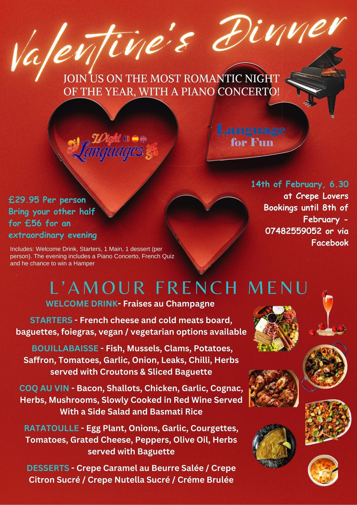 French Evening Romantic Dinner & Piano Concerto