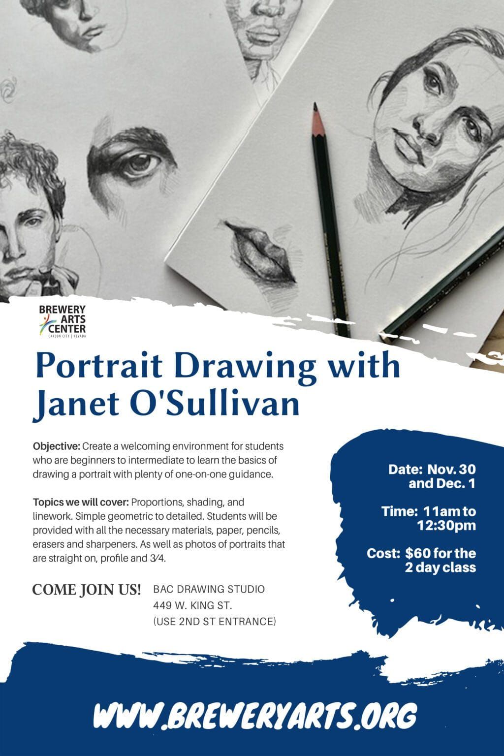 DRAWING PORTRAITS CLASS | SATURDAY & SUNDAY | NOV. 30 & DEC. 1ST 2024