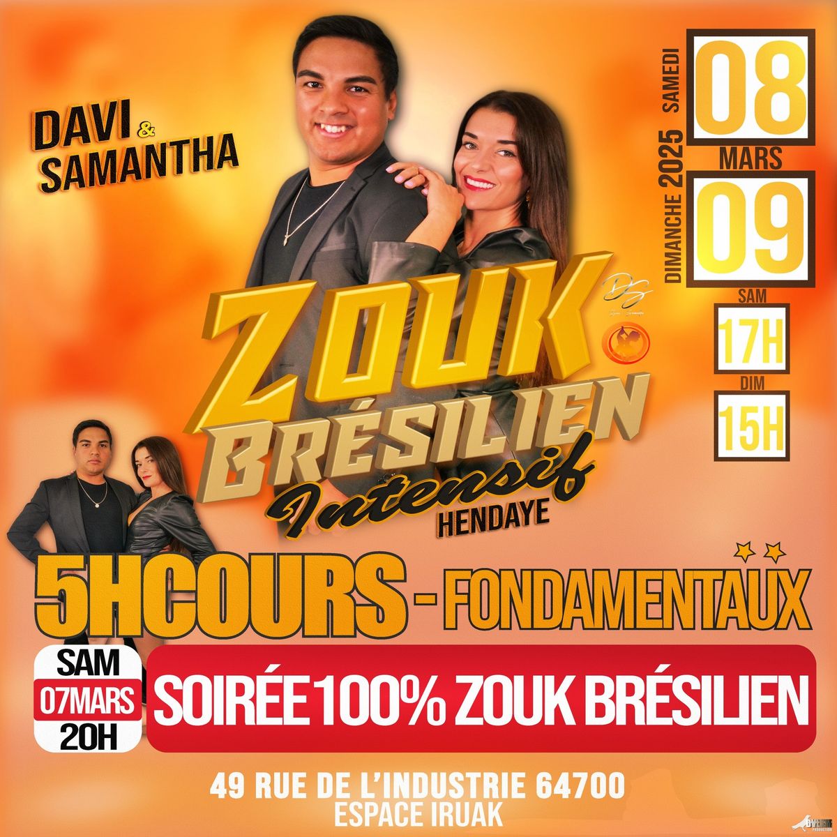 ZOUK BR\u00c9SILIEN Intensif fondamentaux avec DAVI & SAMANTHA 