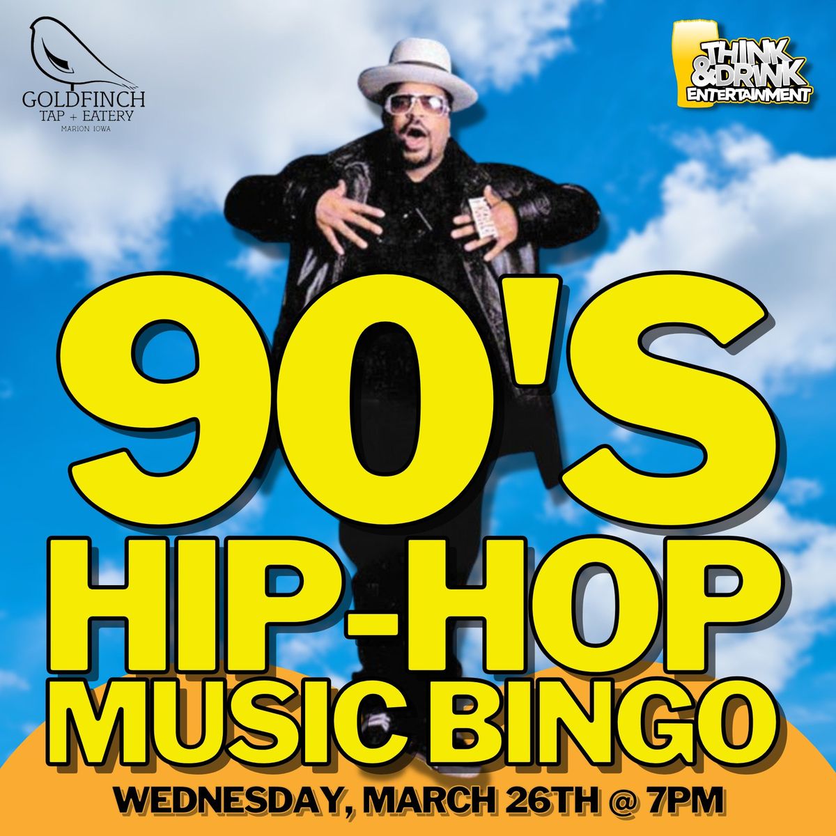 90's Music Bingo (Hip-Hop) @ Goldfinch Tap + Eatery (Marion, IA) \/ Wed March 26th @ 7pm