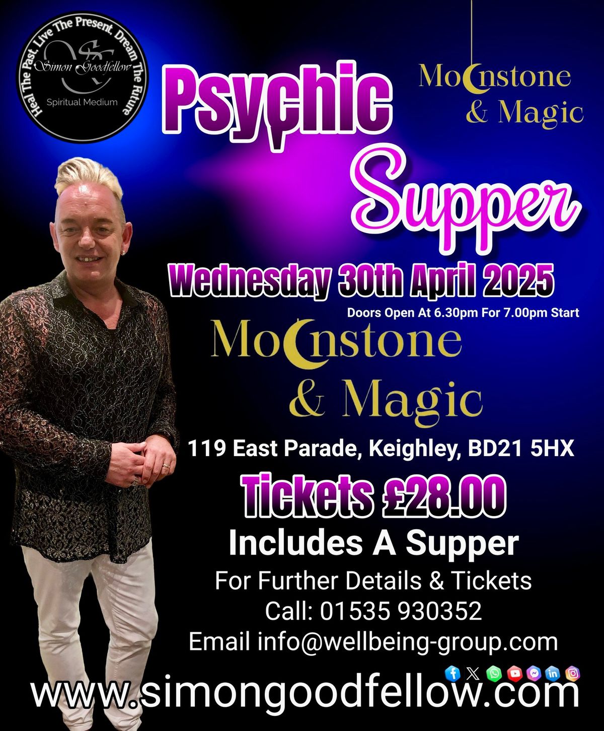 Join our Psychic Supper Evening back at Moonstone & Magic in Keighley April 2025 