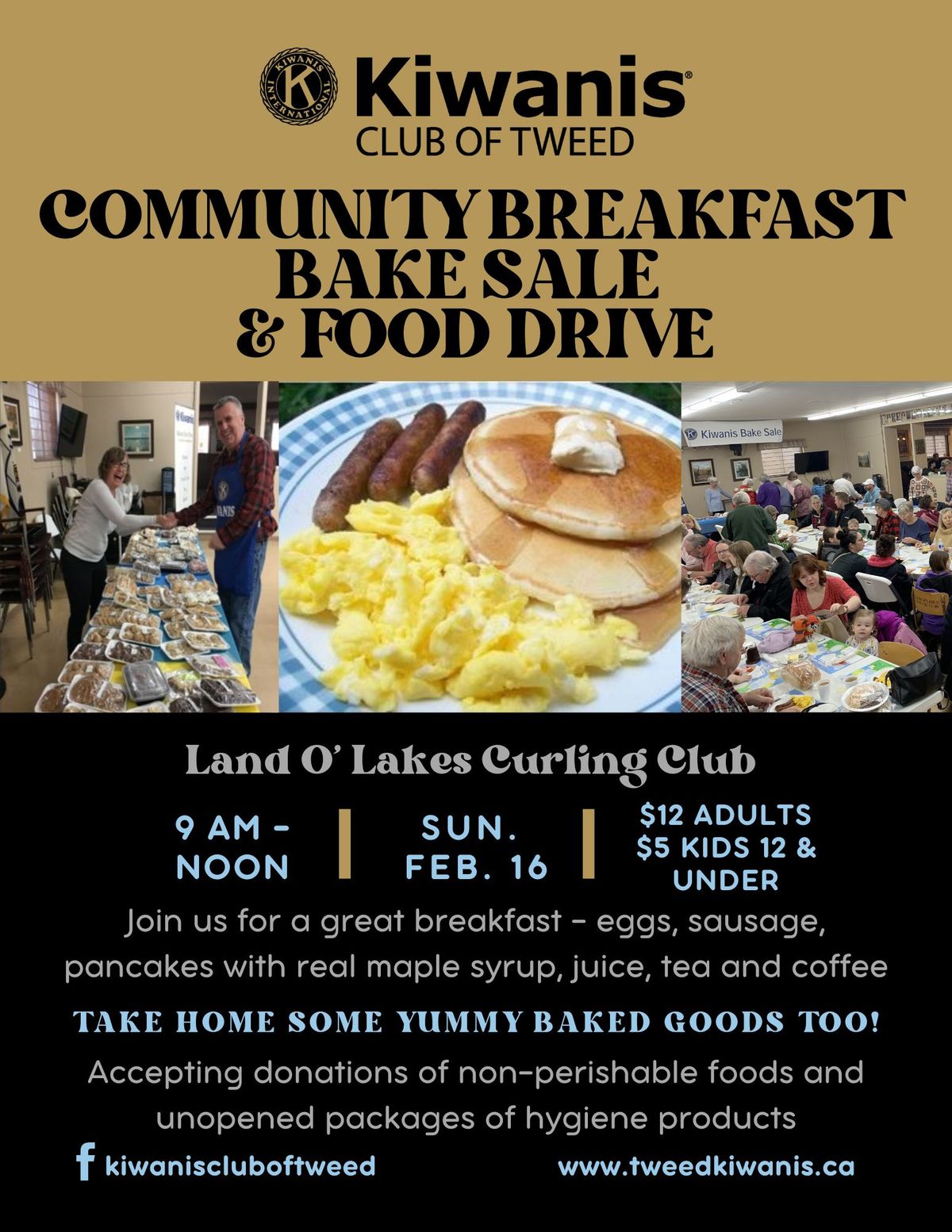 Kiwanis Club of Tweed Community Breakfast\/Bake Sale\/Food Drive