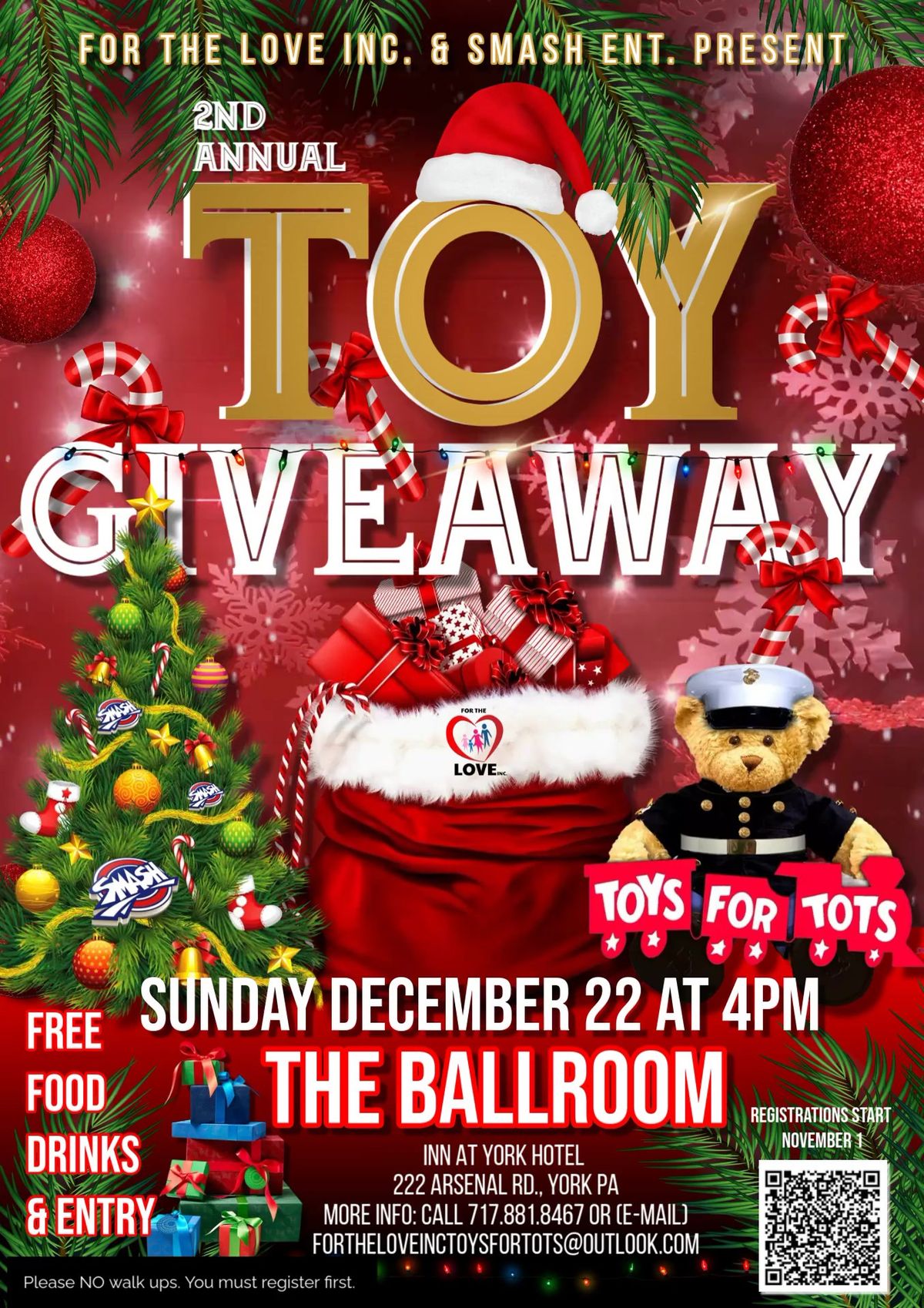 2nd Annual Christmas Toy Giveaway Event presented by For The Love Inc., SMASH ENT\u00ae\ufe0f & Toys for Tots