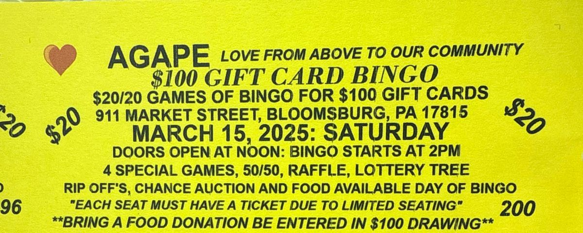 AGAPE $100 GIFT CARD BINGO