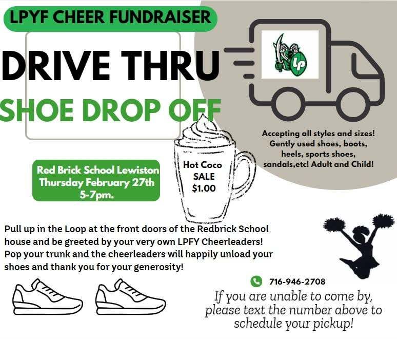 LPYF Cheer Shoe Collection Fundraiser Drive Thru 