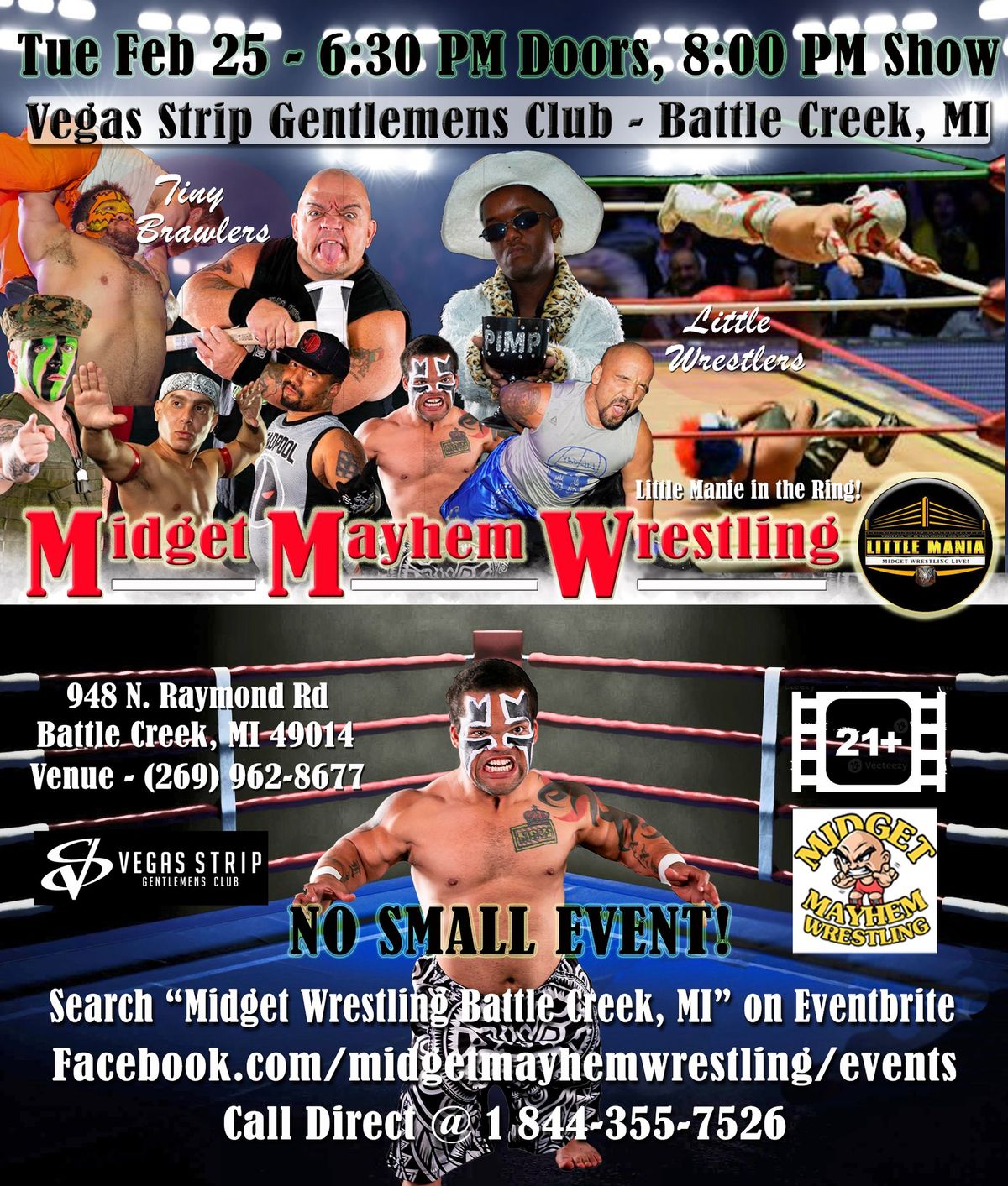 Midget Mayhem Micro-Wrestling Event - Battle Creek MI 21+