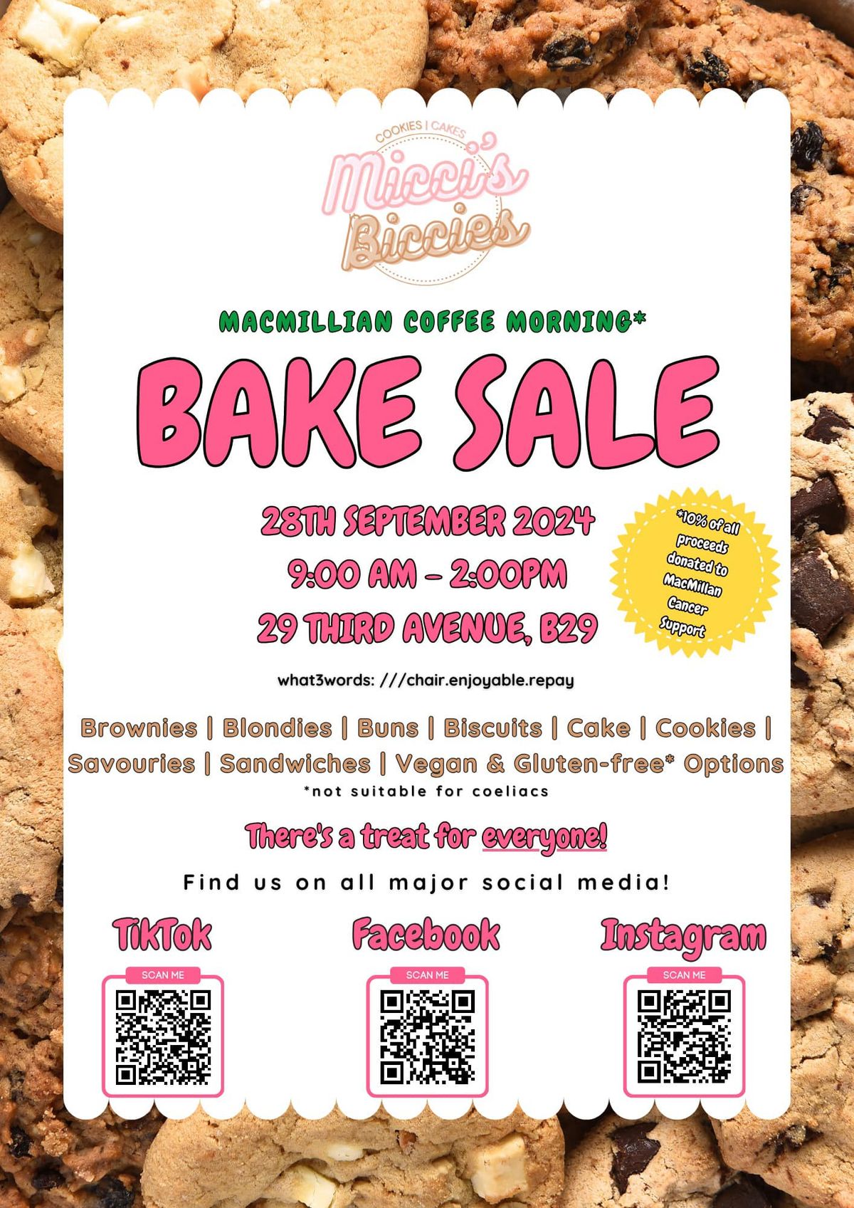 Micci\u2019s Biccies Bake Sale