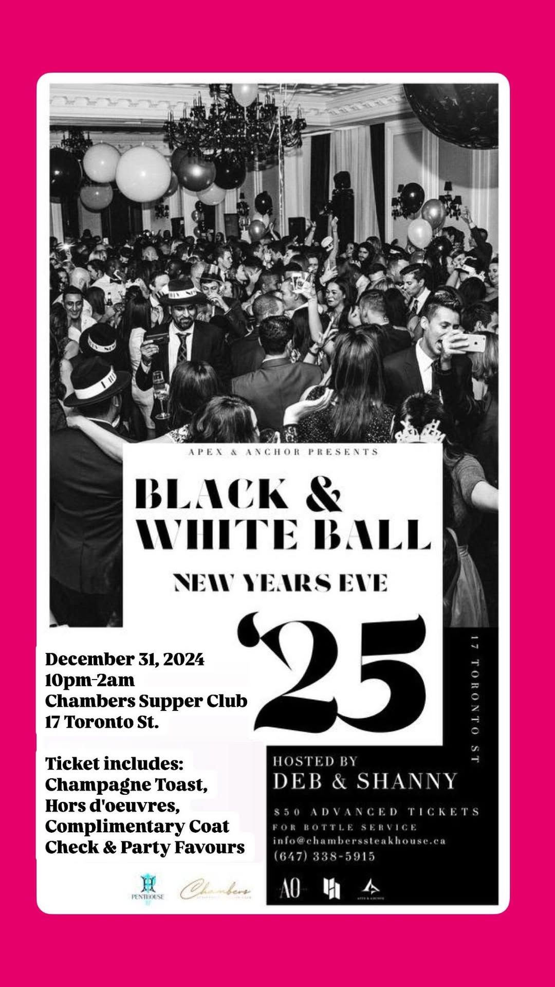 NYE-\ud83e\udd42 Black & White Ball \ud83c\udf89 @Chambers