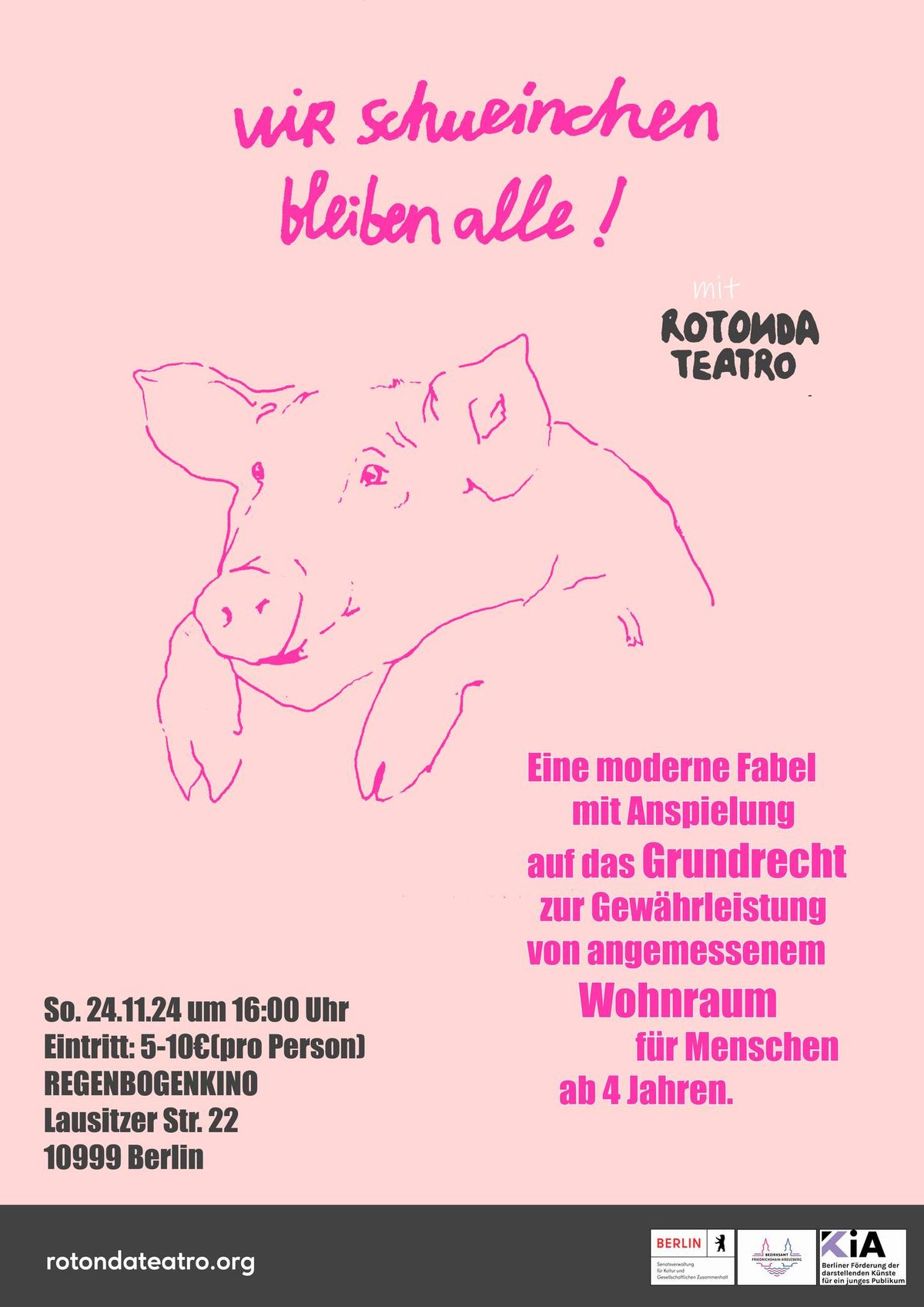 Wir Schweinchen bleiben Alle! | Kindertheater mit Rotonda Teatro