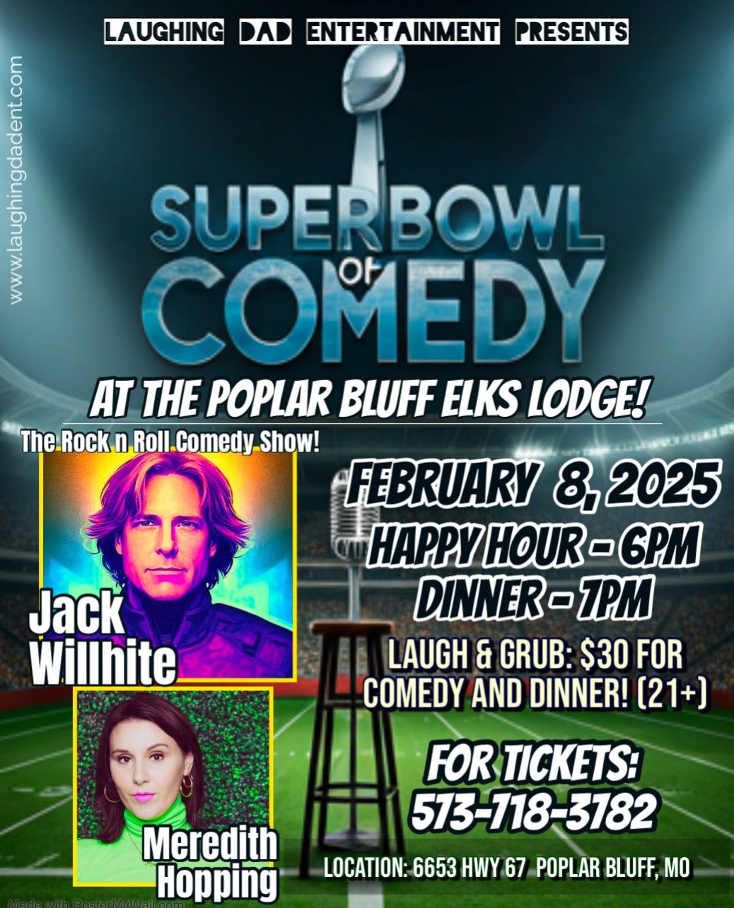 Super Bowl of Comedy at the Poplar Bluff Elks Lodge! 