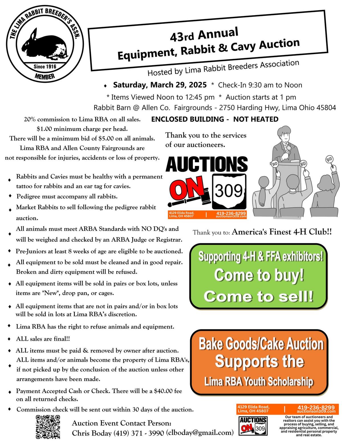 43rd Annual Equipment, Rabbit and Cavy Auction