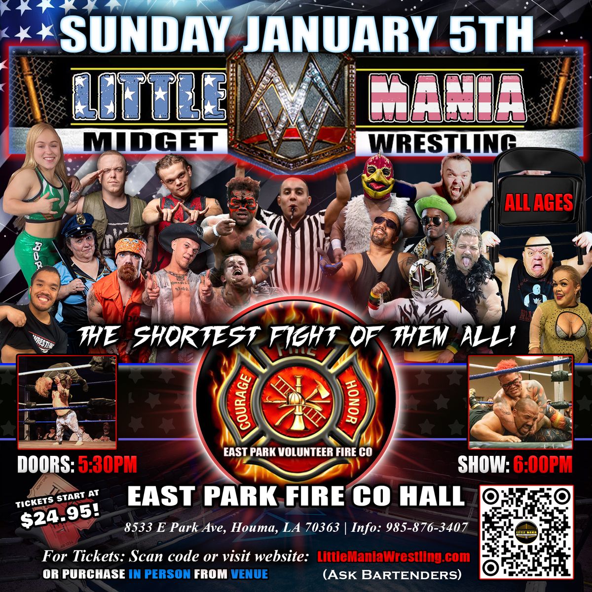 Houma, LA - Midget Wrestling All * Stars: Little Mania Big Show! @ East Park Fire Co Hall