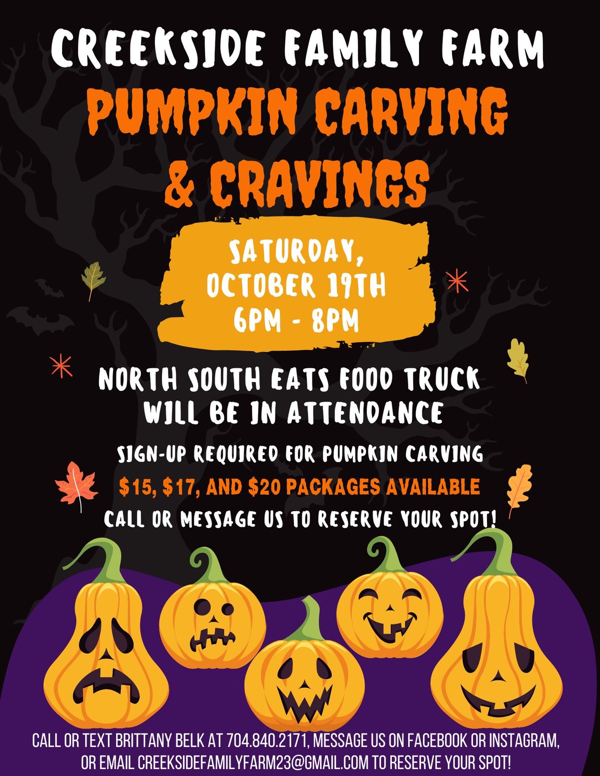 Pumpkin Carving & Cravings Event at Creekside Family Farm