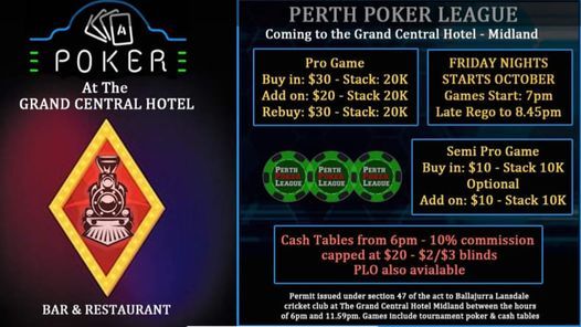 Perth Poker League at the Grand Central Hotel