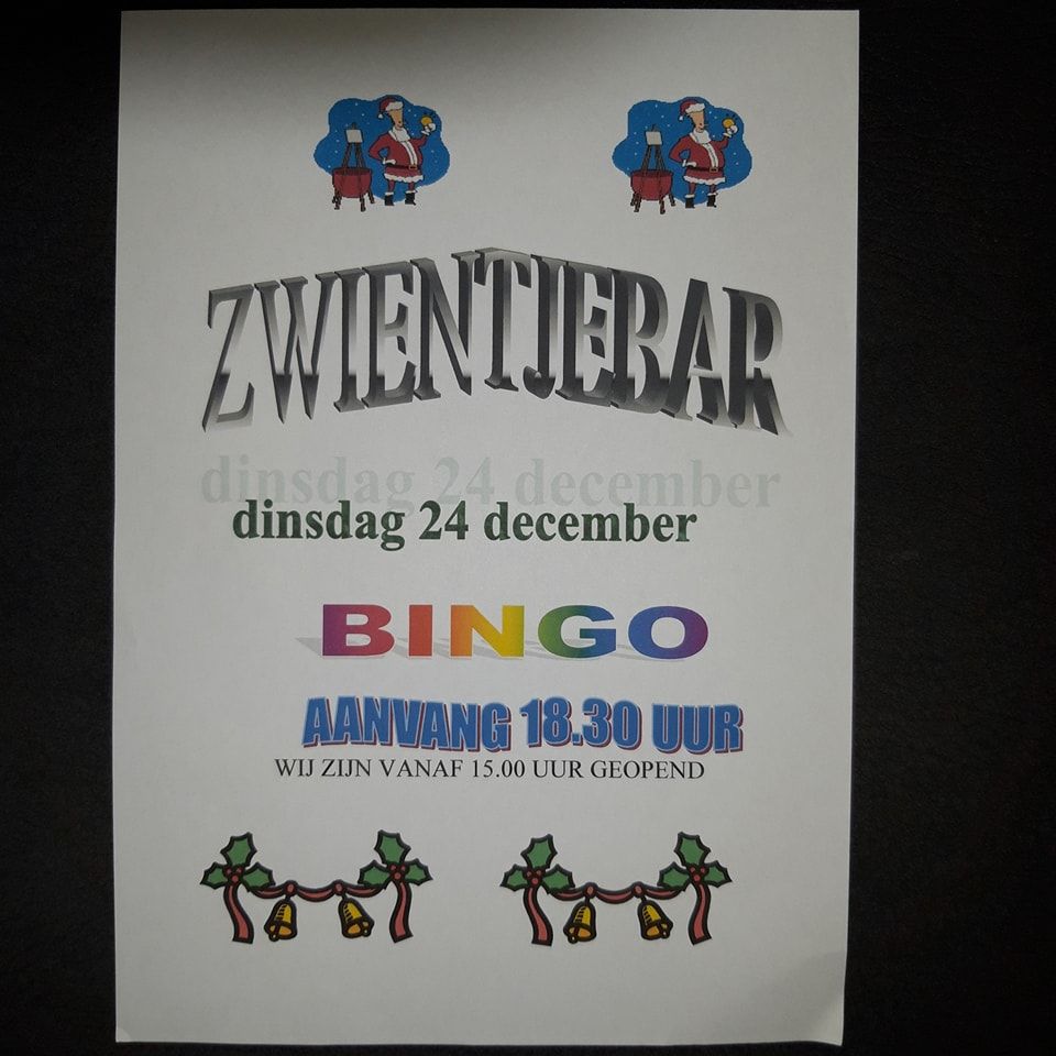 BINGO DINSDAG 24 DECEMBER AANVANG 18.30 UUR