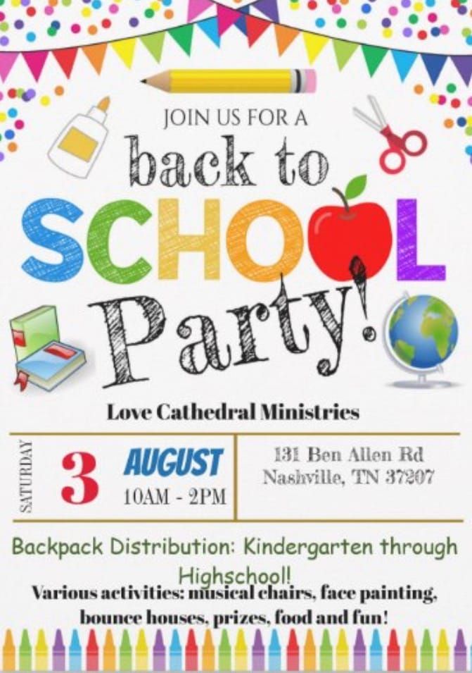 LOVE CATHEDRAL'S ANNUAL BACK TO SCHOOL PARTY