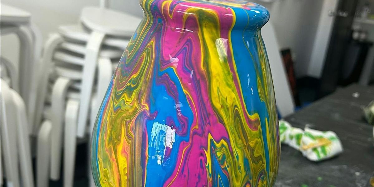 Pour Some More!  Acrylic Vase Paint Pour + BYOB