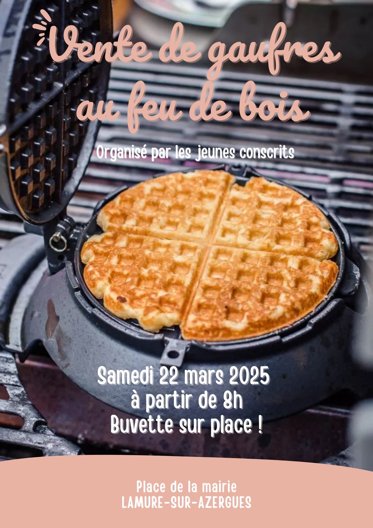 Vente de gaufres au feu de bois