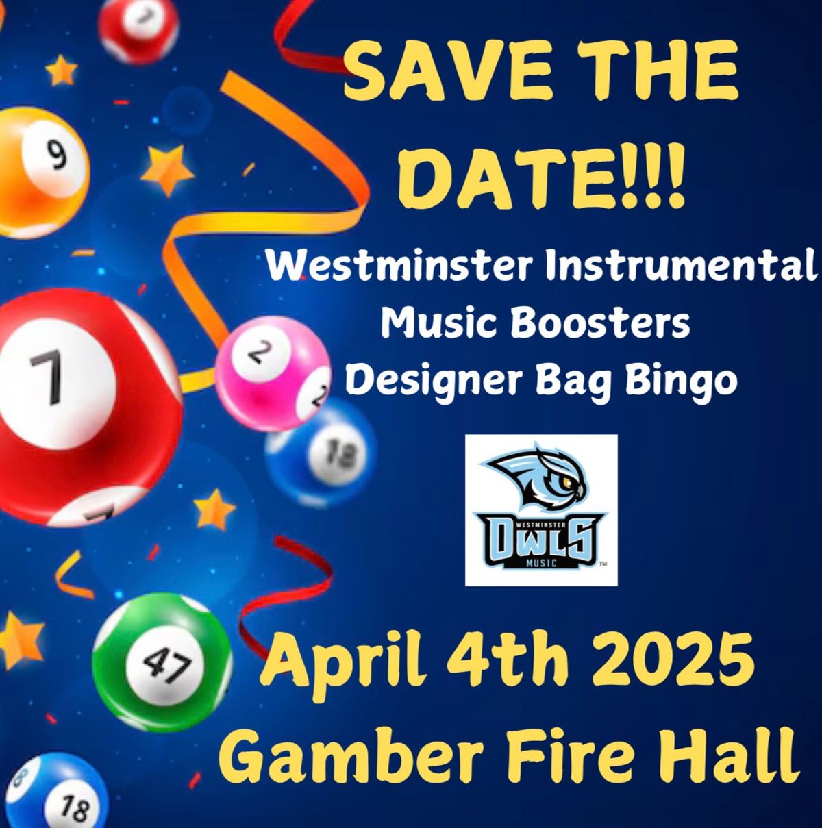 Westminster Instrumental Music Boosters Bingo