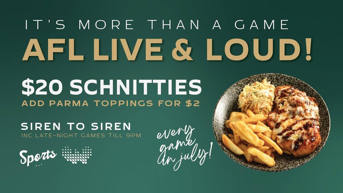 AFL $20 Schnitties! | WestWaters Sports Bar