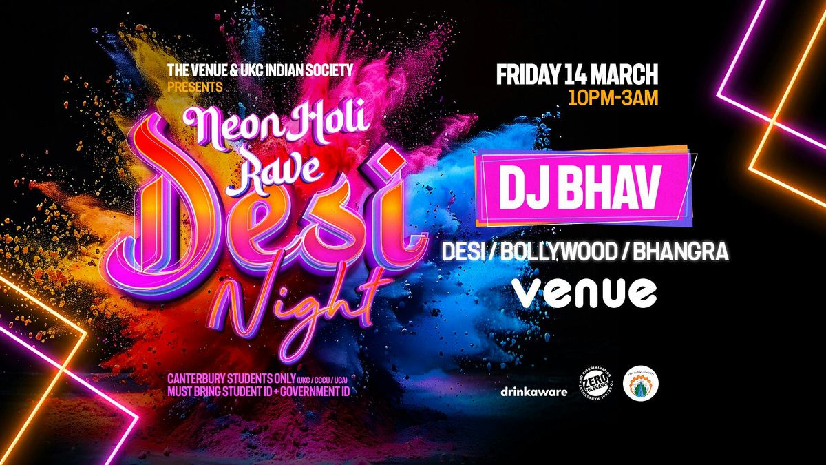 NEON HOLI RAVE - DESI NIGHT CANTERBURY