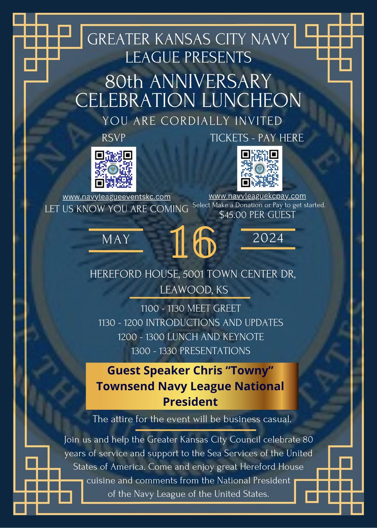 Greater KC Navy League's 80th Anniversary Celebration